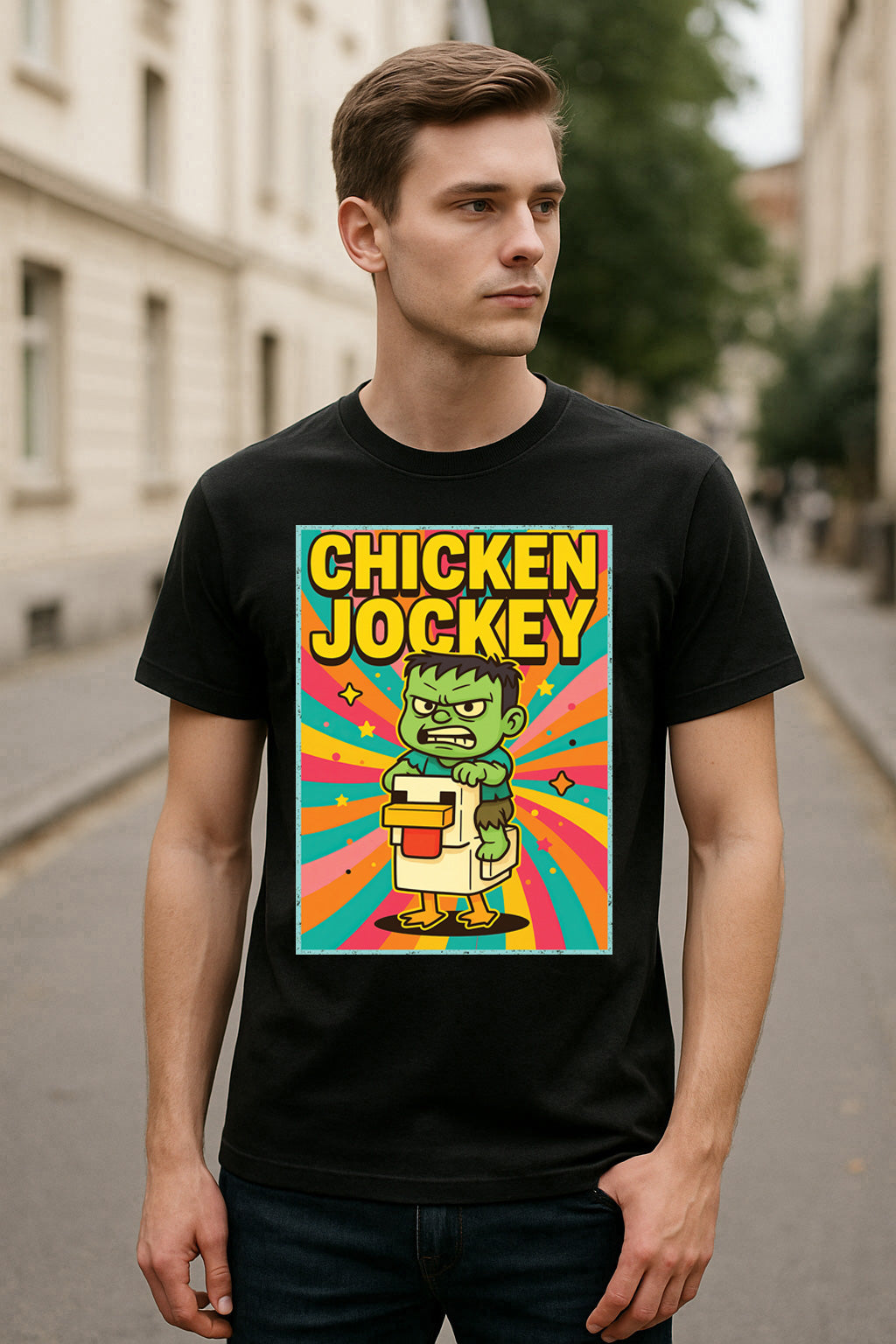 Minecraft Chicken Jockey Baby Zombie Riding Chicken Retro Gaming Meme Adults & Kids Unisex T-Shirt