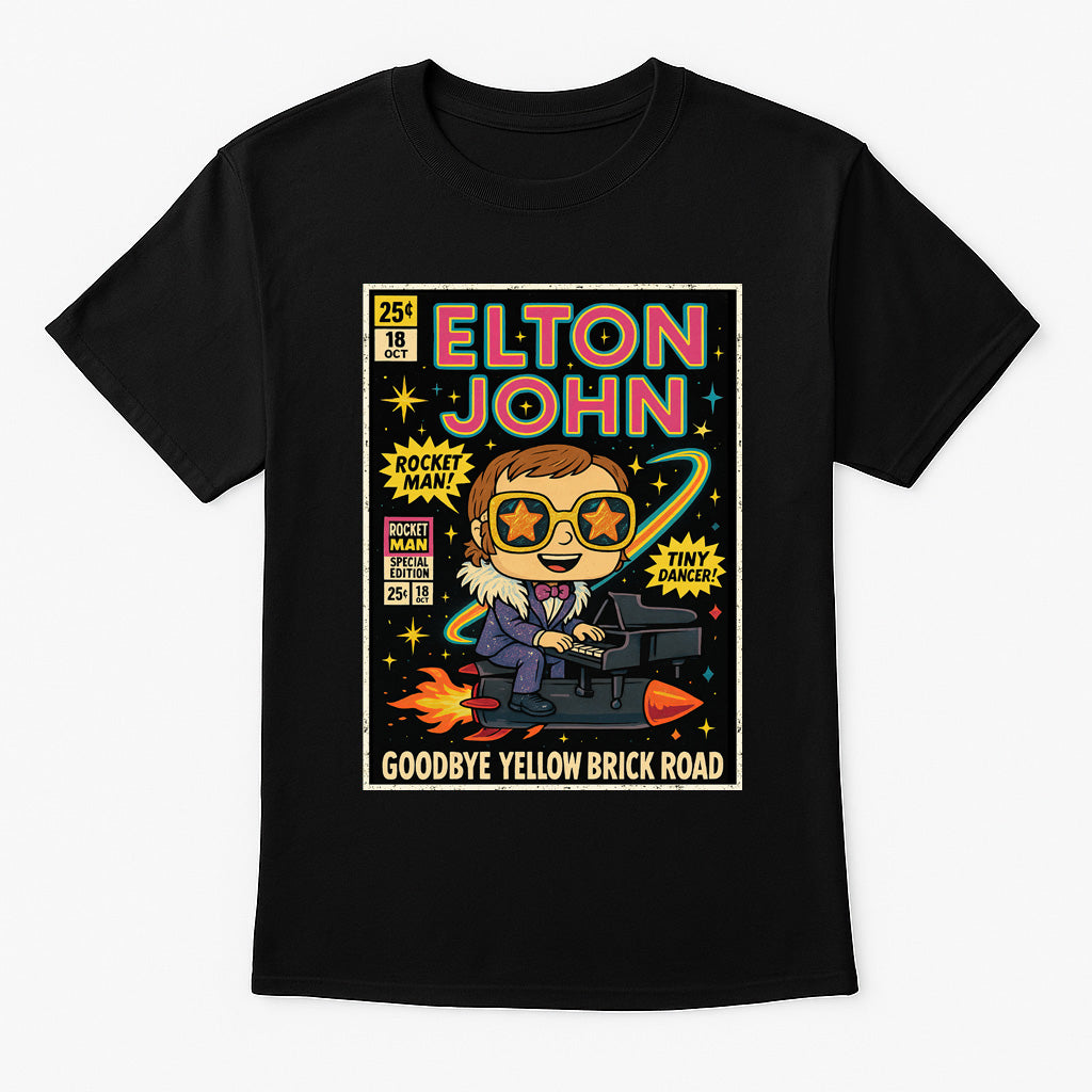 Elton John Goodbye Yellow Brick Road Pop Rock Funko Pop Style Unisex T-Shirt