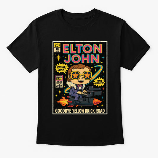 Elton John Goodbye Yellow Brick Road Pop Rock Funko Pop Style Unisex T-Shirt