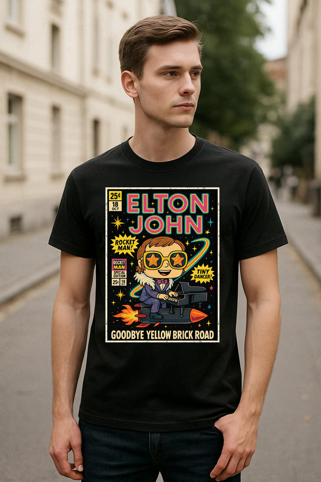 Elton John Goodbye Yellow Brick Road Pop Rock Funko Pop Style Unisex T-Shirt