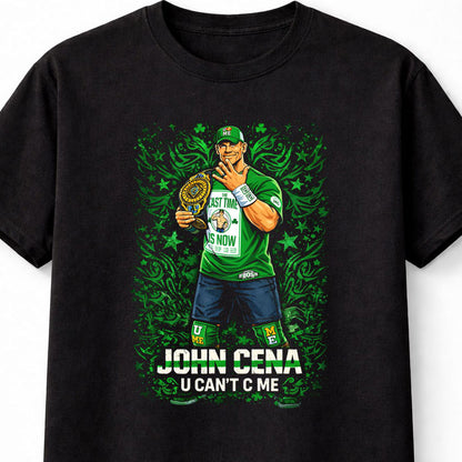 John Cena U Can’t C Me T-Shirt Green Champ Wrestling Graphic Tee WWE Adults & Kids Unisex T-Shirt