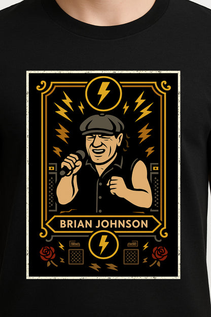 AC/DC Brian Johnson Unisex T-Shirt – Rock Legends Frontman High Voltage Band Graphic Tee
