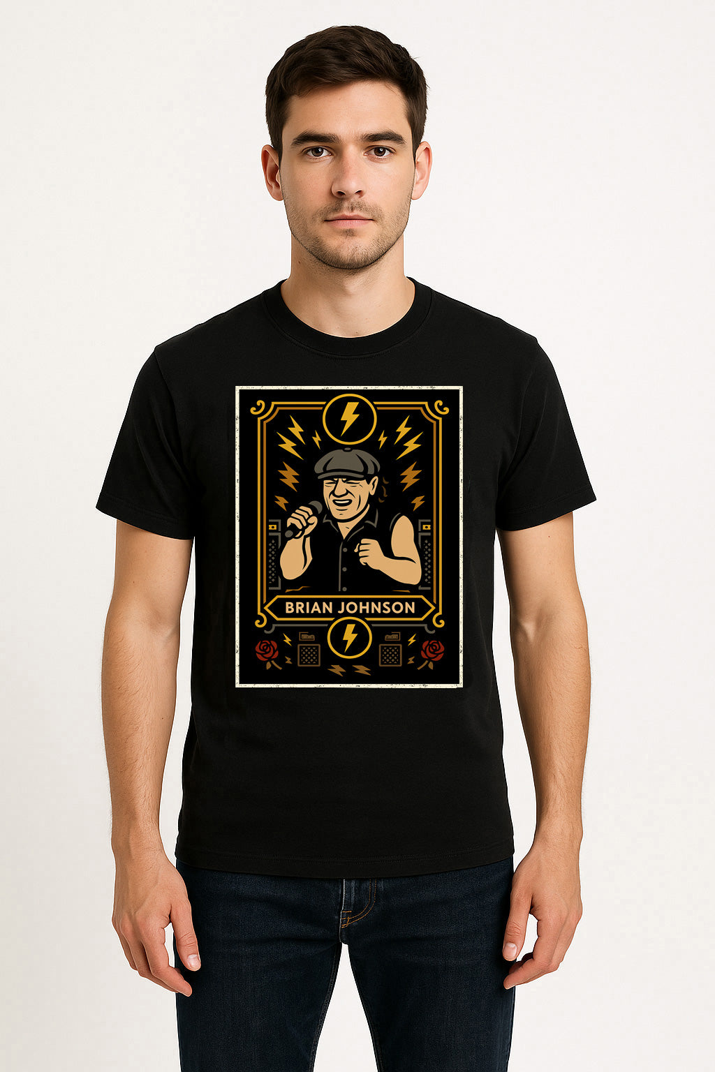 AC/DC Brian Johnson Unisex T-Shirt – Rock Legends Frontman High Voltage Band Graphic Tee