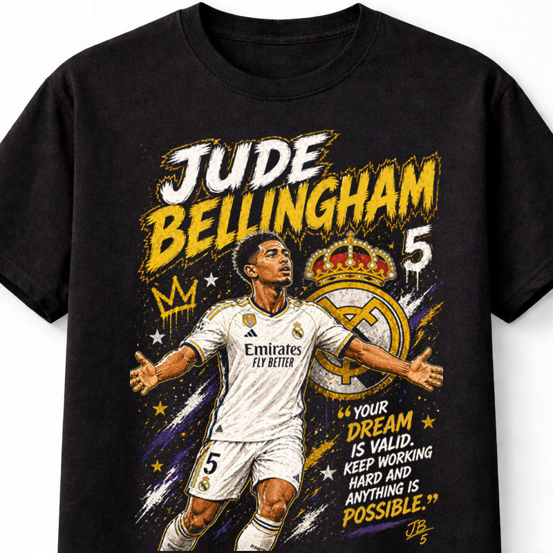 Jude Bellingham 5 Real Madrid Style Soccer Football Fan Graphic Tee Unisex Adults & Kids T-Shirt