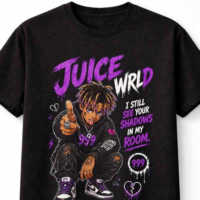 Juice WRLD 999 Graphic T-Shirt Rap Music Fan Tee Hip Hop Streetwear Unisex Shirt I Still See Your Shadows Design Adult & Kids Unisex T-Shirt