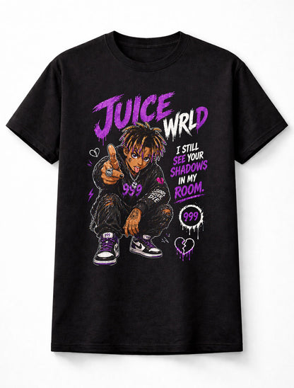 Juice WRLD 999 Graphic T-Shirt Rap Music Fan Tee Hip Hop Streetwear Unisex Shirt I Still See Your Shadows Design Adult & Kids Unisex T-Shirt