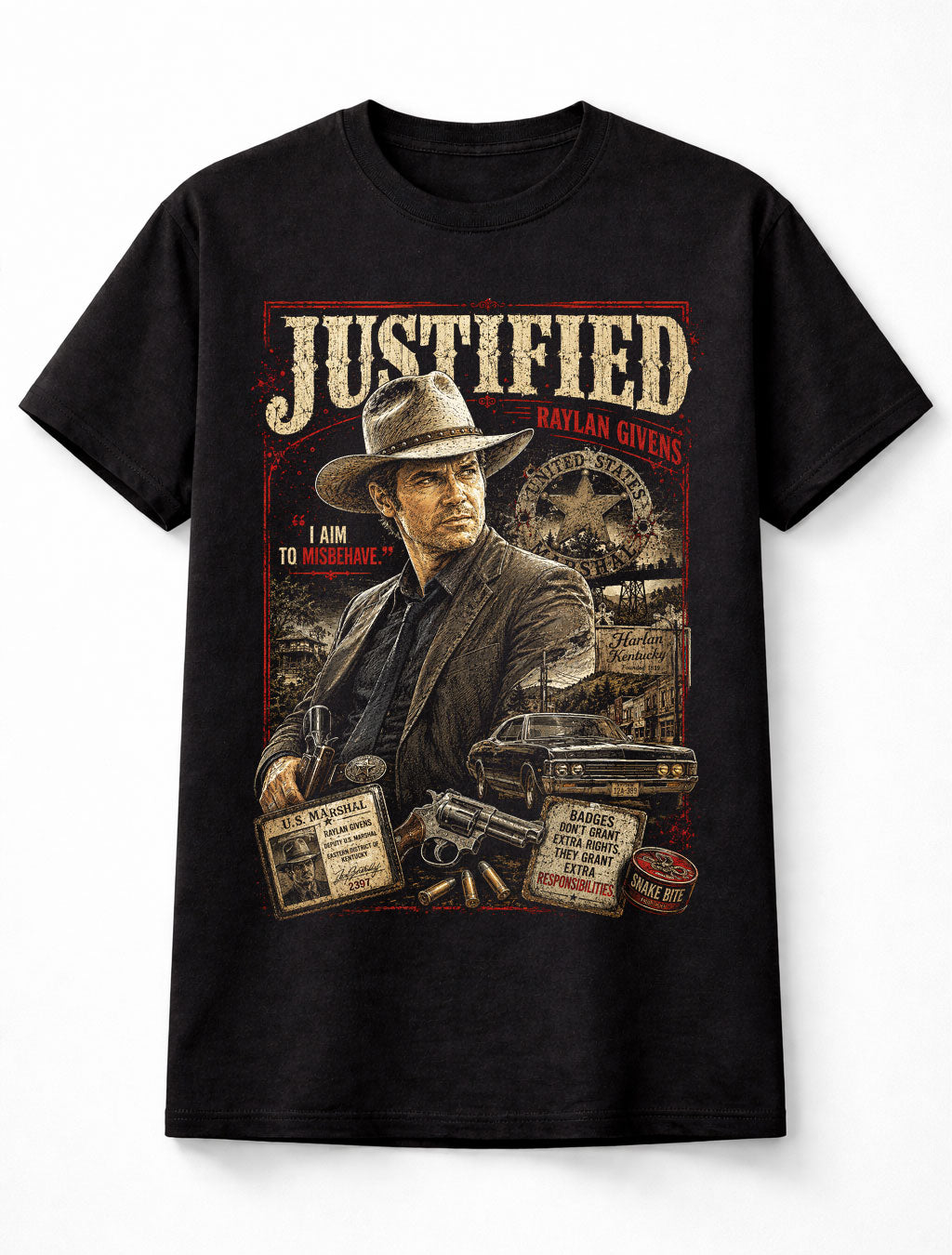 Justified Raylan Givens US Marshal TV Series Western Unisex T-Shirt