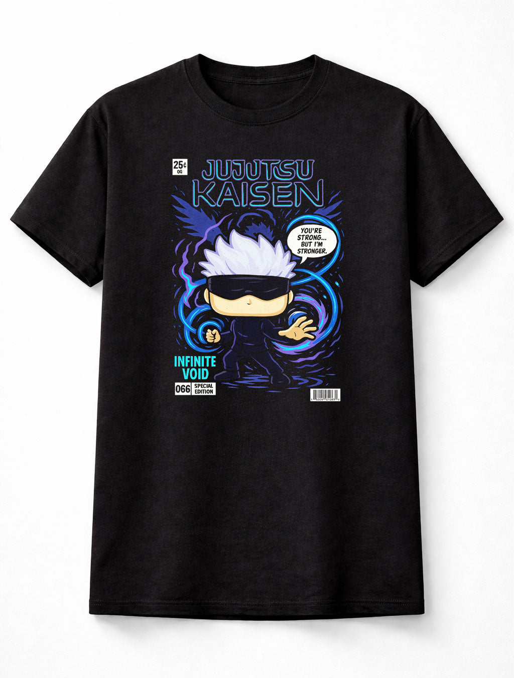 Satoru Gojo Jujutsu Kaisen Infinite Void Chibi Unisex Black Graphic Tee