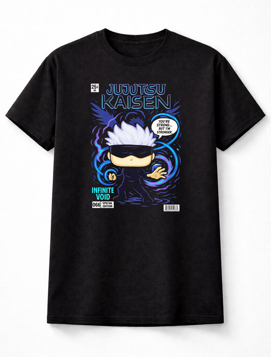Satoru Gojo Jujutsu Kaisen Infinite Void Chibi Unisex Black Graphic Tee
