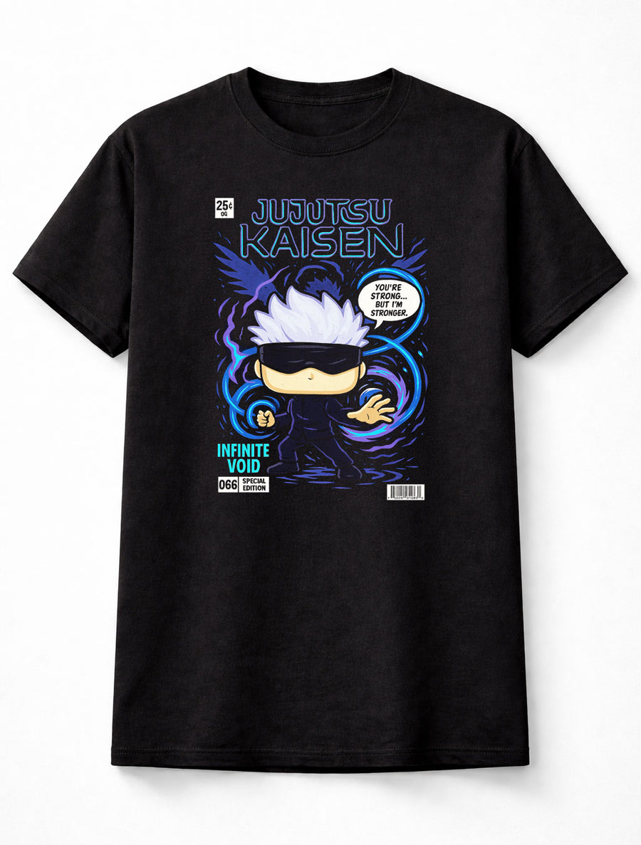 Satoru Gojo Jujutsu Kaisen Infinite Void Chibi Unisex Black Graphic Tee