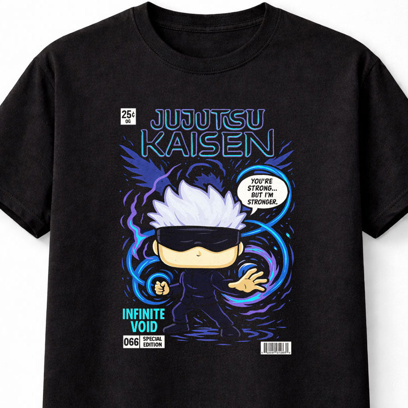 Satoru Gojo Jujutsu Kaisen Infinite Void Chibi Unisex Black Graphic Tee