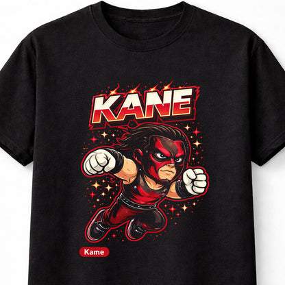 Kane Cartoon WWE Wrestler T-Shirt Kane Graphic Horror Fan Tee Unisex Adults & Kids