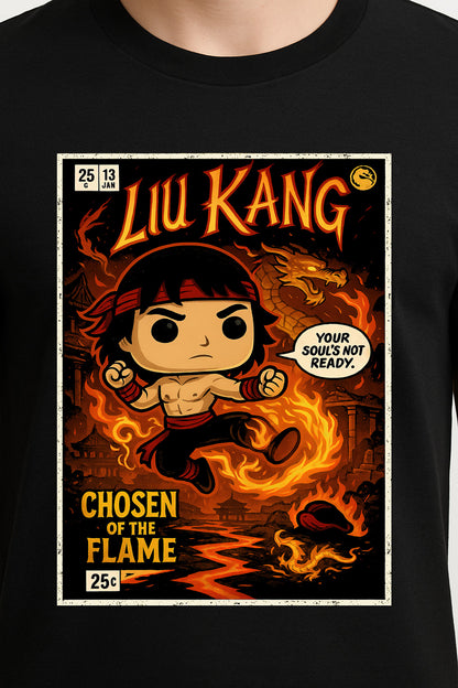 Mortal Kombat Liu Kang “Chosen of the Flame” Unisex T-Shirt – Fire Dragon Warrior Tee