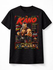 Kano Mortal Kombat T-Shirt Retro Arcade Fighting Game Graphic Tee Classic Villain Character Shirt Black Dragon Fighter Print Fatality Gamer Adults & Kids Unisex T-Shirt