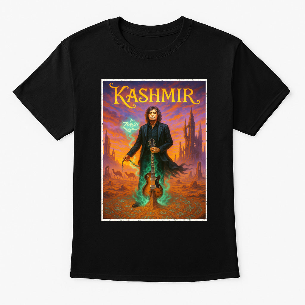 Led Zeppelin Jimmy Page T-Shirt Kashmir Rock Art Unisex Black Graphic Tee