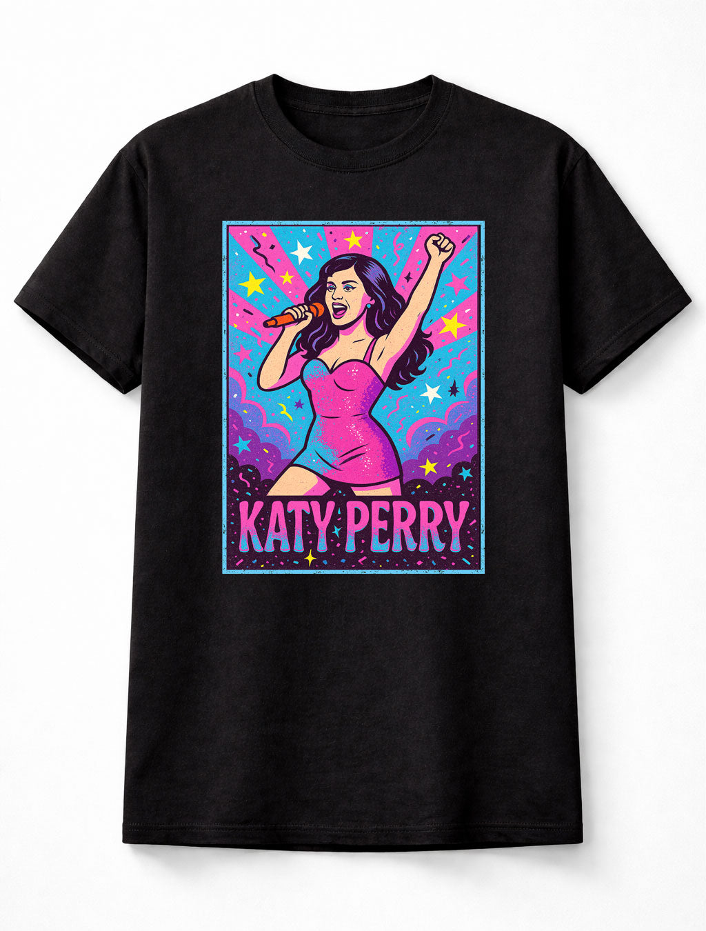 Katy Perry T-Shirt Pop Star Neon Concert Art Unisex Black Graphic Tee