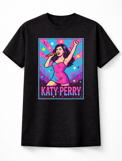 Katy Perry T-Shirt Pop Star Neon Concert Art Unisex Black Graphic Tee