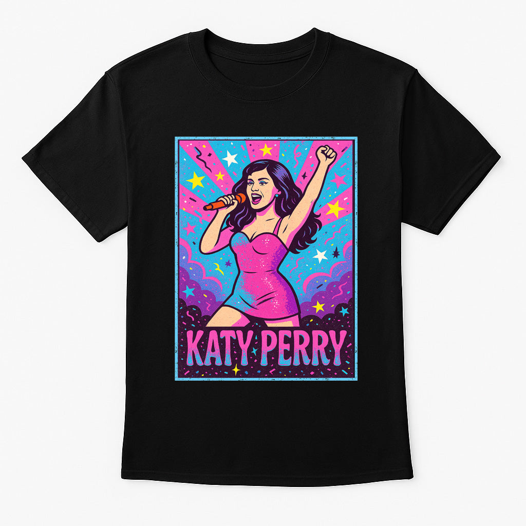 Katy Perry T-Shirt Pop Star Neon Concert Art Unisex Black Graphic Tee