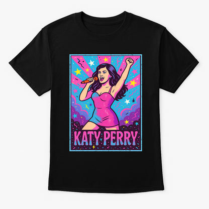 Katy Perry T-Shirt Pop Star Neon Concert Art Unisex Black Graphic Tee