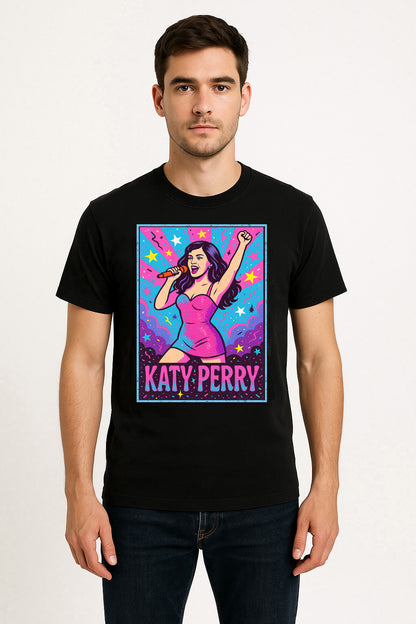 Katy Perry T-Shirt Pop Star Neon Concert Art Unisex Black Graphic Tee