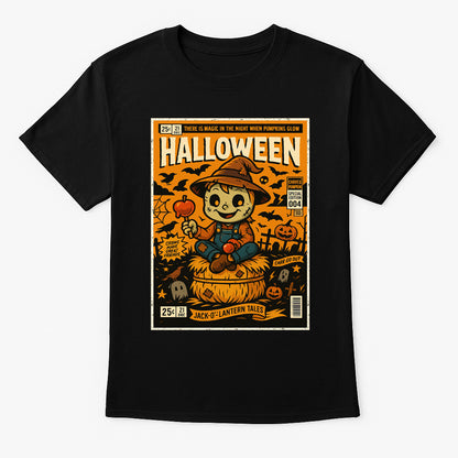 Jack-O’-Lantern Tales Unisex T-Shirt Retro Halloween Scarecrow Tee