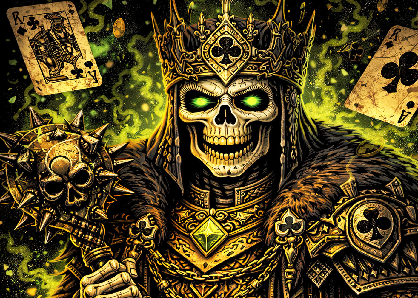 Undead King of Clubs Skeleton T Shirt Gothic Playing Cards Occult Dark Unisex