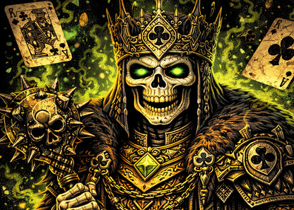 Undead King of Clubs Skeleton T Shirt Gothic Playing Cards Occult Dark Unisex