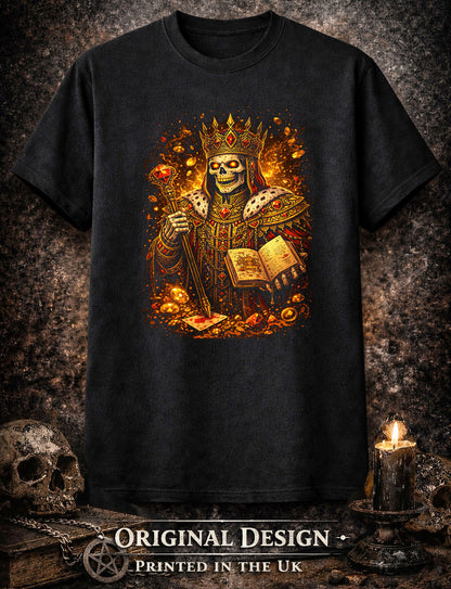 Undead King of Diamonds Skeleton T Shirt Gothic Playing Cards Casino Dark Art