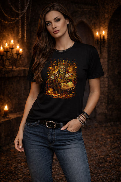 Undead King of Diamonds Skeleton T Shirt Gothic Playing Cards Casino Dark Art