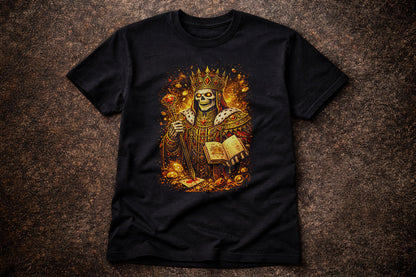 Undead King of Diamonds Skeleton T Shirt Gothic Playing Cards Casino Dark Art