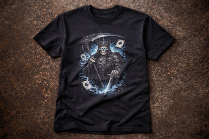 Undead King of Spades Skeleton T Shirt Gothic Skull Reaper Playing Cards Dark