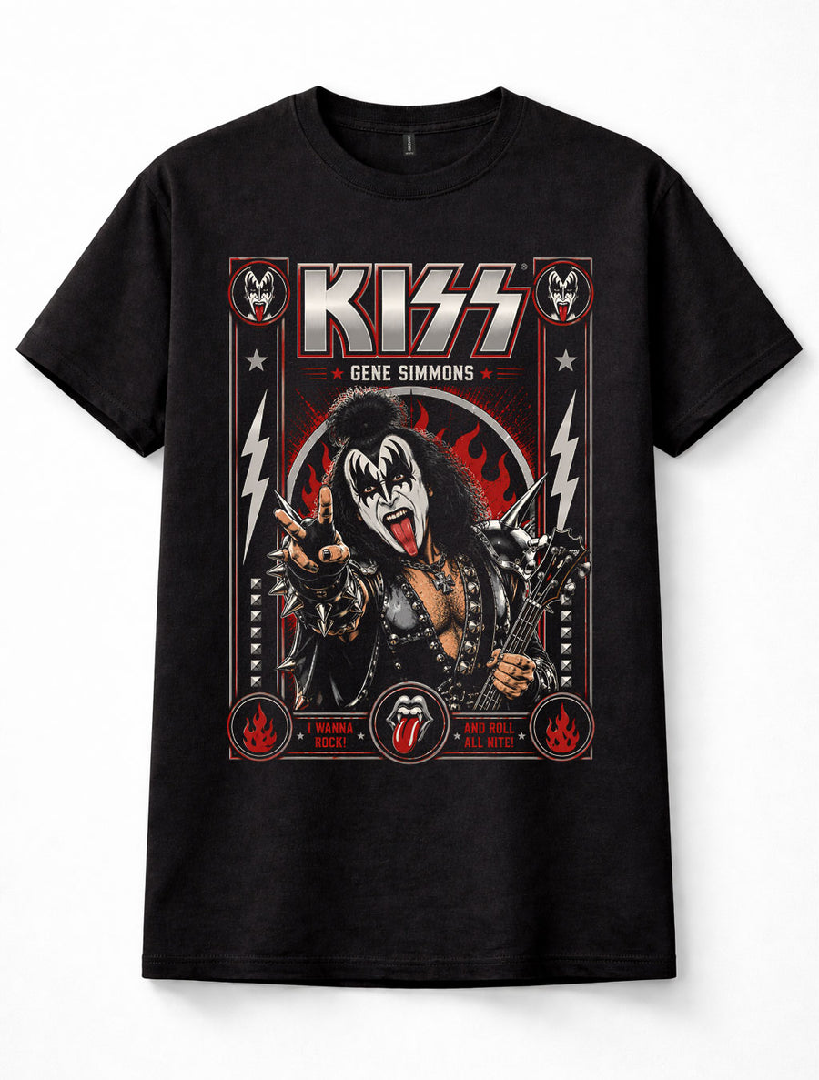 KISS Gene Simmons Rock Band Guitar Music Legend Unisex T-Shirt