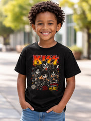 KISS Band Chibi Rock T-Shirt Gene Simmons Paul Stanley Ace Frehley Peter Criss Graphic Tee Classic Rock Music Shirt Vintage Style Kiss Army You Wanted The Best Concert Band Merch Gift Adult & Kids Unisex T-Shirt