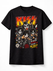 KISS Band Chibi Rock T-Shirt Gene Simmons Paul Stanley Ace Frehley Peter Criss Graphic Tee Classic Rock Music Shirt Vintage Style Kiss Army You Wanted The Best Concert Band Merch Gift Adult & Kids Unisex T-Shirt