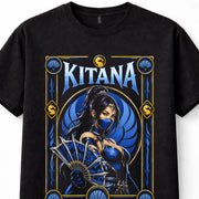 Mortal Kombat Kitana Edenian Princess Steel Fans Game Black Unisex T-Shirt