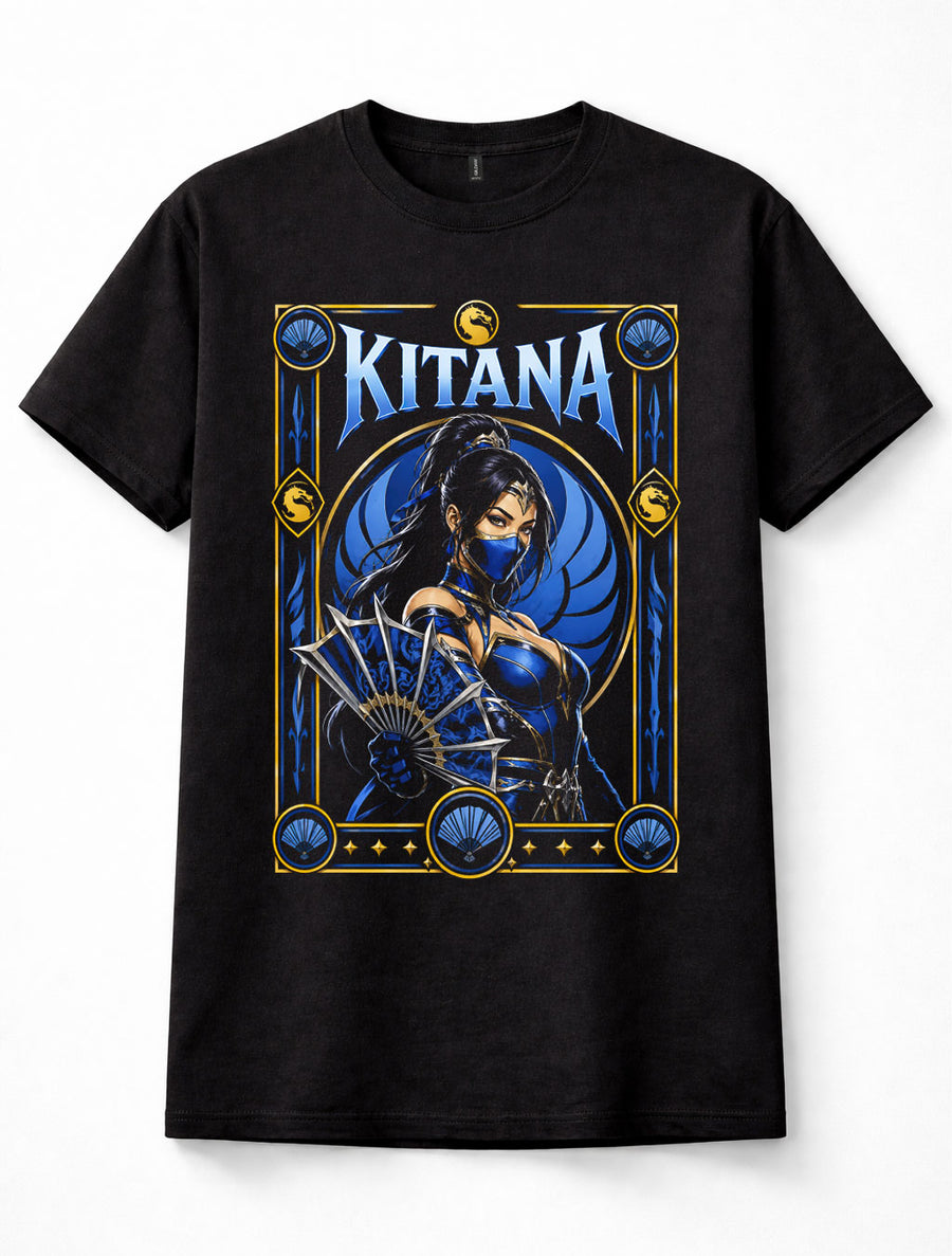 Mortal Kombat Kitana Edenian Princess Steel Fans Game Black Unisex T-Shirt