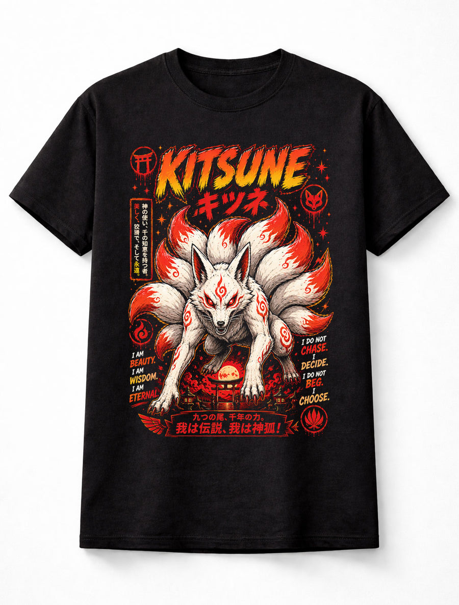 Kitsune Japanese Fox Spirit Yokai Anime Graphic Unisex T-Shirt
