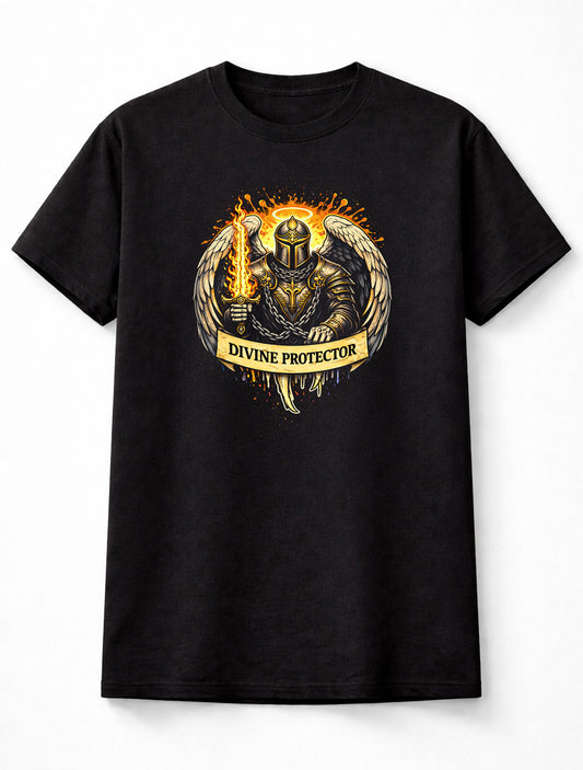 Knight T Shirt Divine Protector Angel Warrior Dark Art Tee Unisex Black