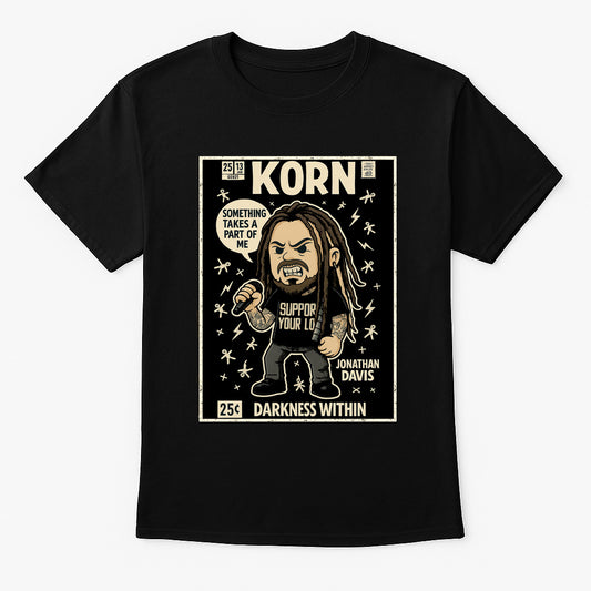 Korn “Darkness Within” Unisex T-Shirt – Comic Style Pop Art Nu Metal Band Graphic Tee