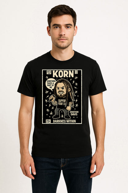 Korn “Darkness Within” Unisex T-Shirt – Comic Style Pop Art Nu Metal Band Graphic Tee