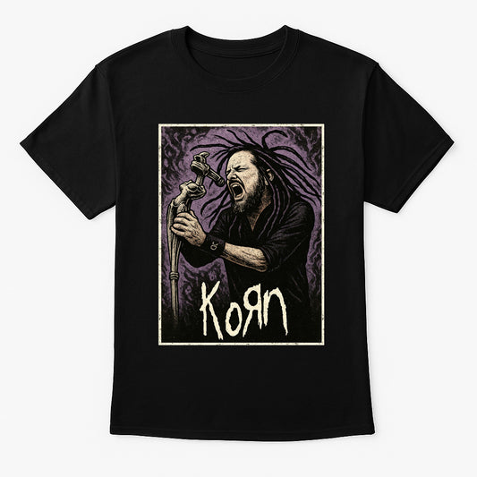 Korn – Mic Stand Unisex T-Shirt Nu-Metal Band Merch Tee