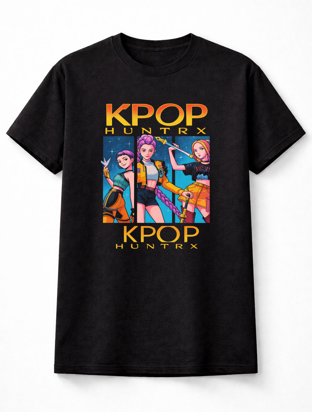 Kpop Huntrx T-Shirt Anime Girl Power Pop Unisex Black Graphic Tee
