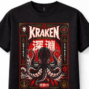 Kraken Giant Octopus Japanese Ocean Sea Monster Nautical Graphic Unisex T-Shirt