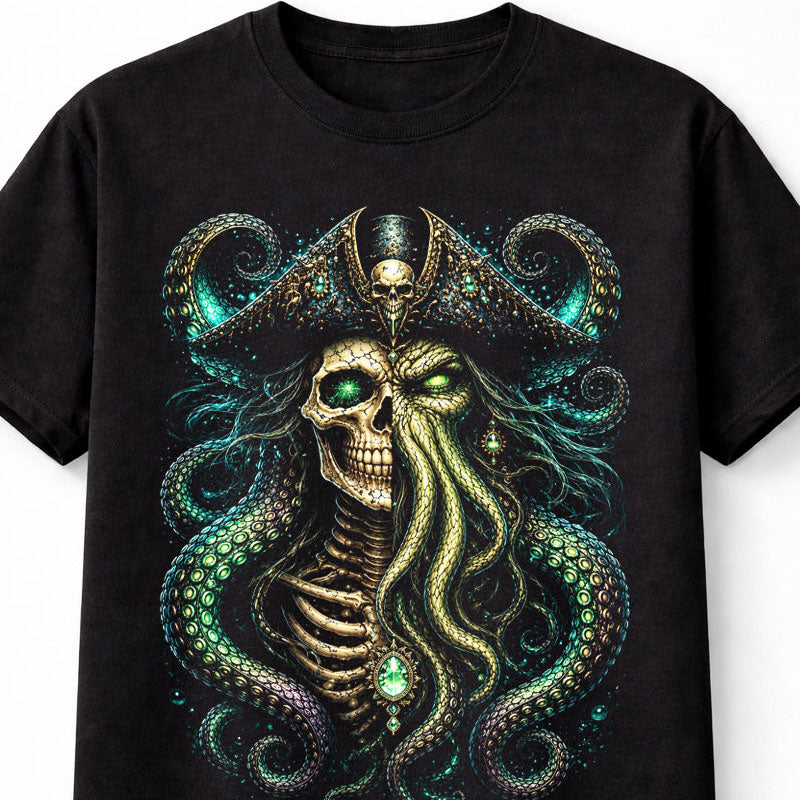 Cthulhu Kraken Skeleton Pirate Gothic Horror Unisex T-Shirt