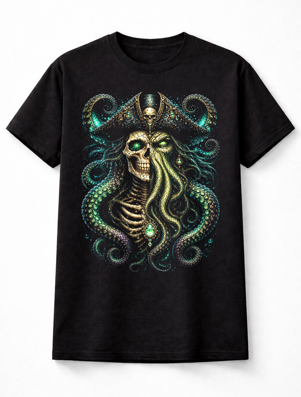 Cthulhu Kraken Skeleton Pirate Gothic Horror Unisex T-Shirt