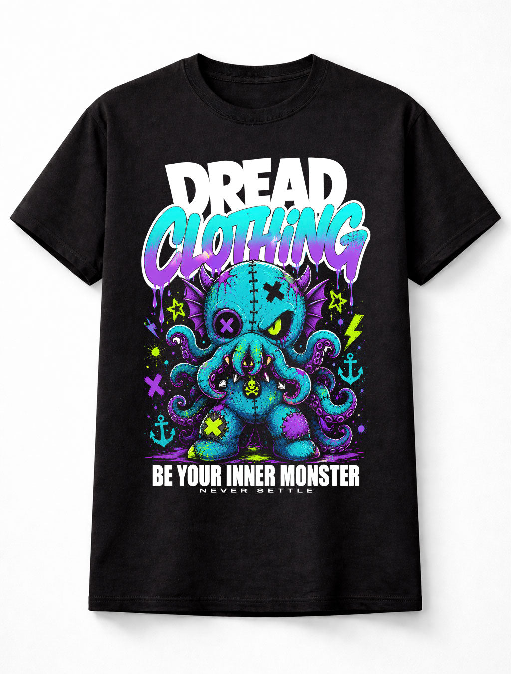 Kraken Cthulhu Sea Monster Horror Gothic Neon Graphic Unisex T-Shirt