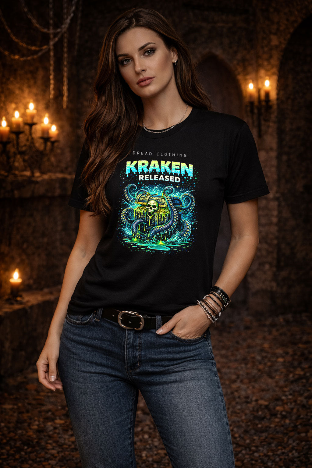 Kraken Captain Unisex Toxic Gothic Horror Graphic T-Shirt Dark Pirate Tee