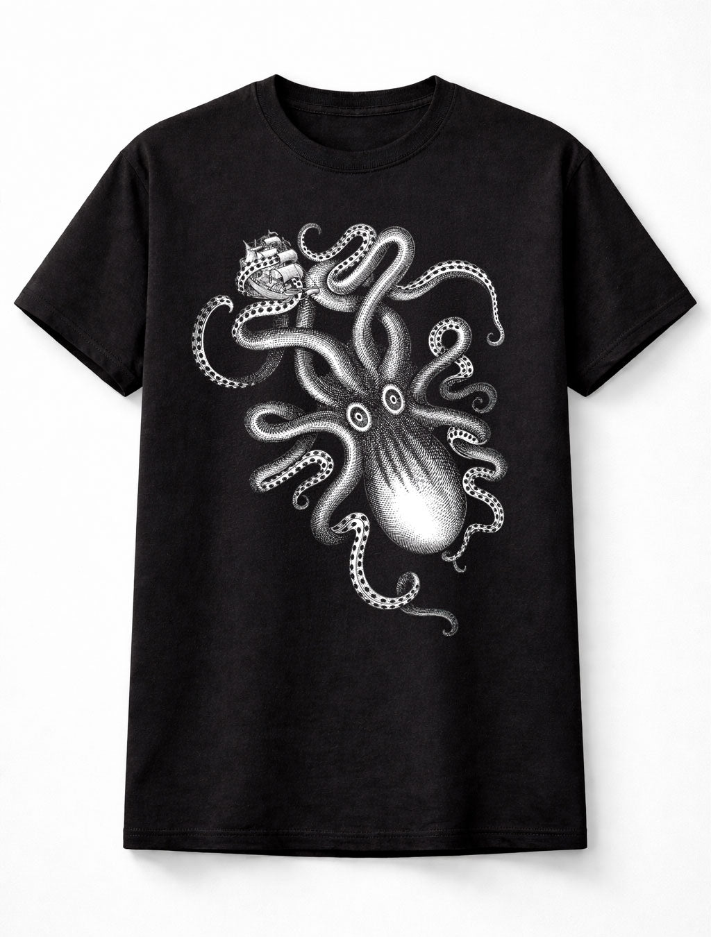 Giant Kraken Octopus Pirate Ship Nautical Unisex T-Shirt