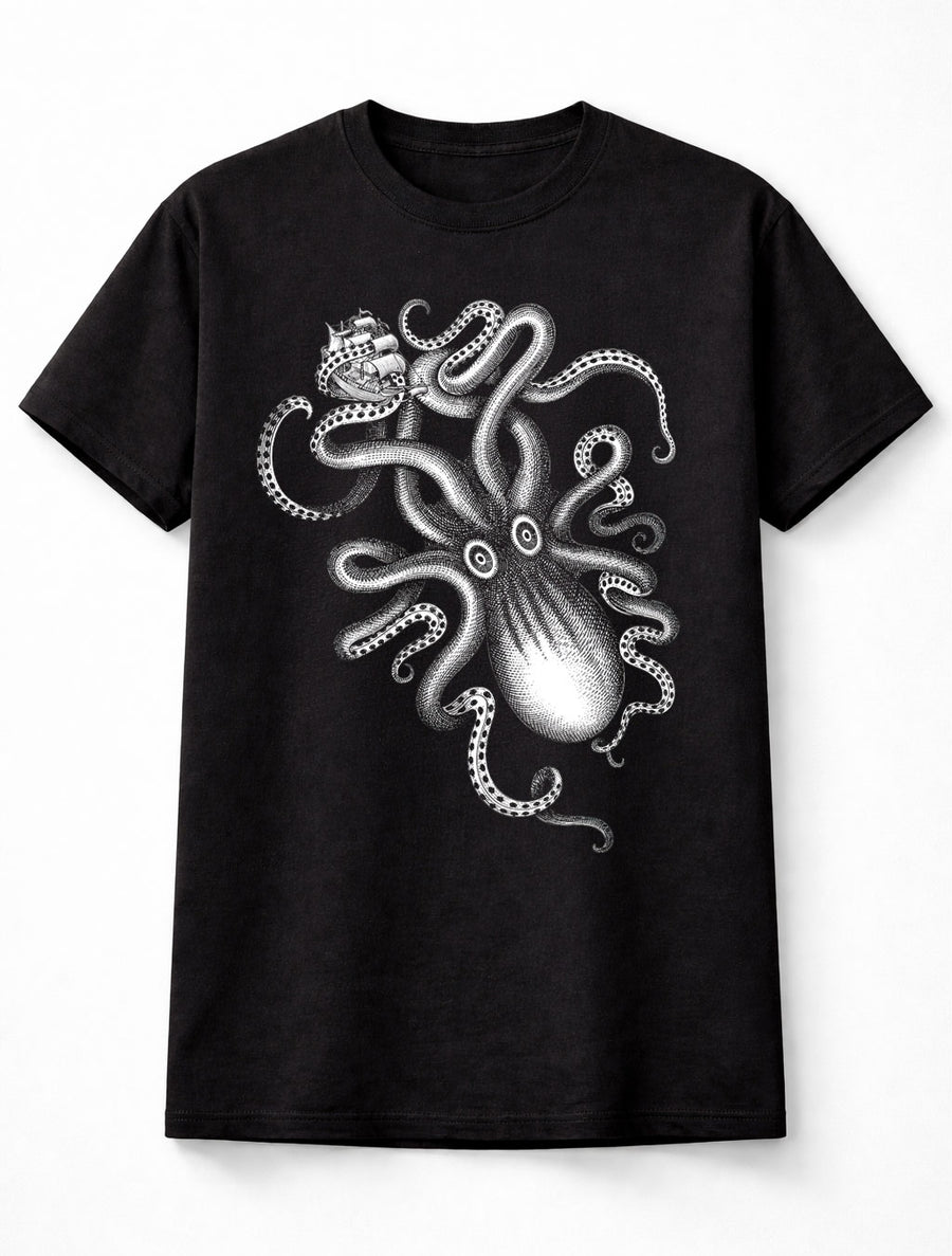 The Kraken Rum Logo Octopus Ship Black Spiced Rum Nautical Gift Unisex T-Shirt