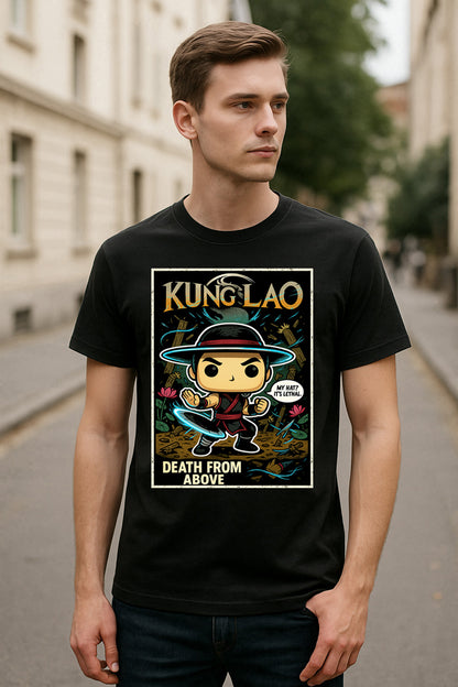 Mortal Kombat Kung Lao “Death From Above” Unisex T-Shirt – Lethal Hat Warrior Fighter Tee